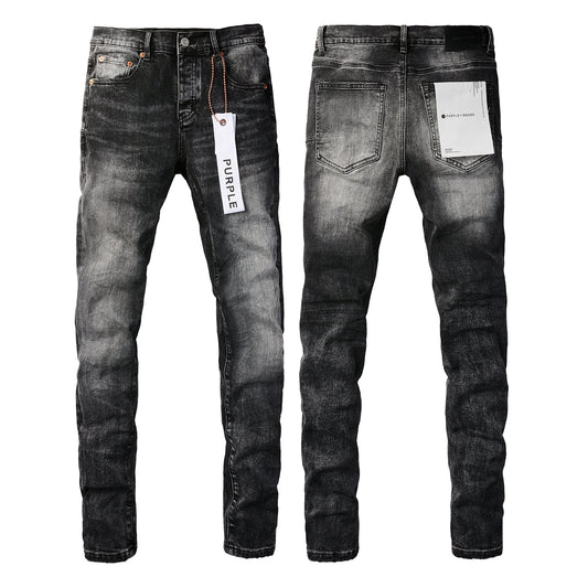 Men Streetwear Skinny Jeans Dark Gray Wash with Minimalist Style 9019