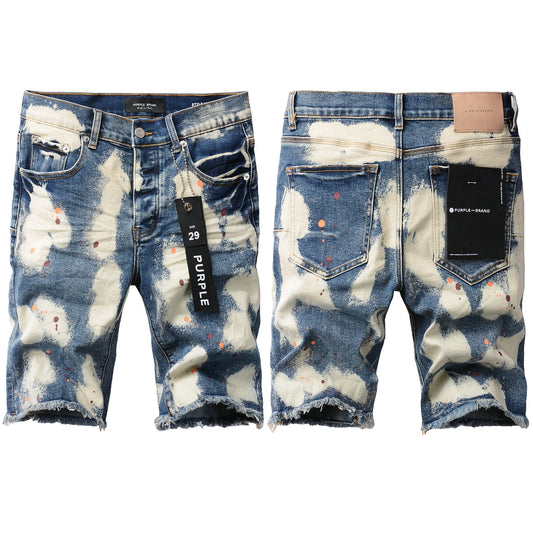 Men Streetwear Skinny Jeans Black and White Graffiti Wash with Multi Color Paint Splash 5090